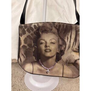Marilyn Monroe Animal Print Shoulder Bag With Rhinestone Necklace Design Small